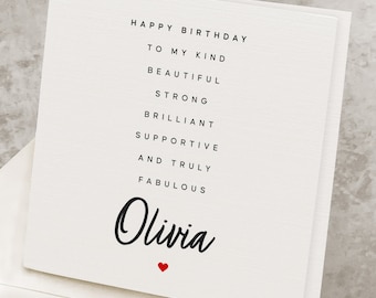 Cute Personalized Birthday Card, For Her, Any Name, Sweet Personalized Poem Birthday Card, For Him, Custom Name Birthday Card HB052