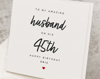 45th Husband Birthday Card, Personalized 45 Years Old Happy Birthday Card For Husband, Romantic Cute 45th Birthday Gift From Wife To Husband