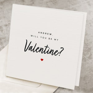 Will You Be My Valentine Card For Him, Personalized Be My Valentine Question Card, His Name, Cute Valentines Day Card For Secret Lover Crush