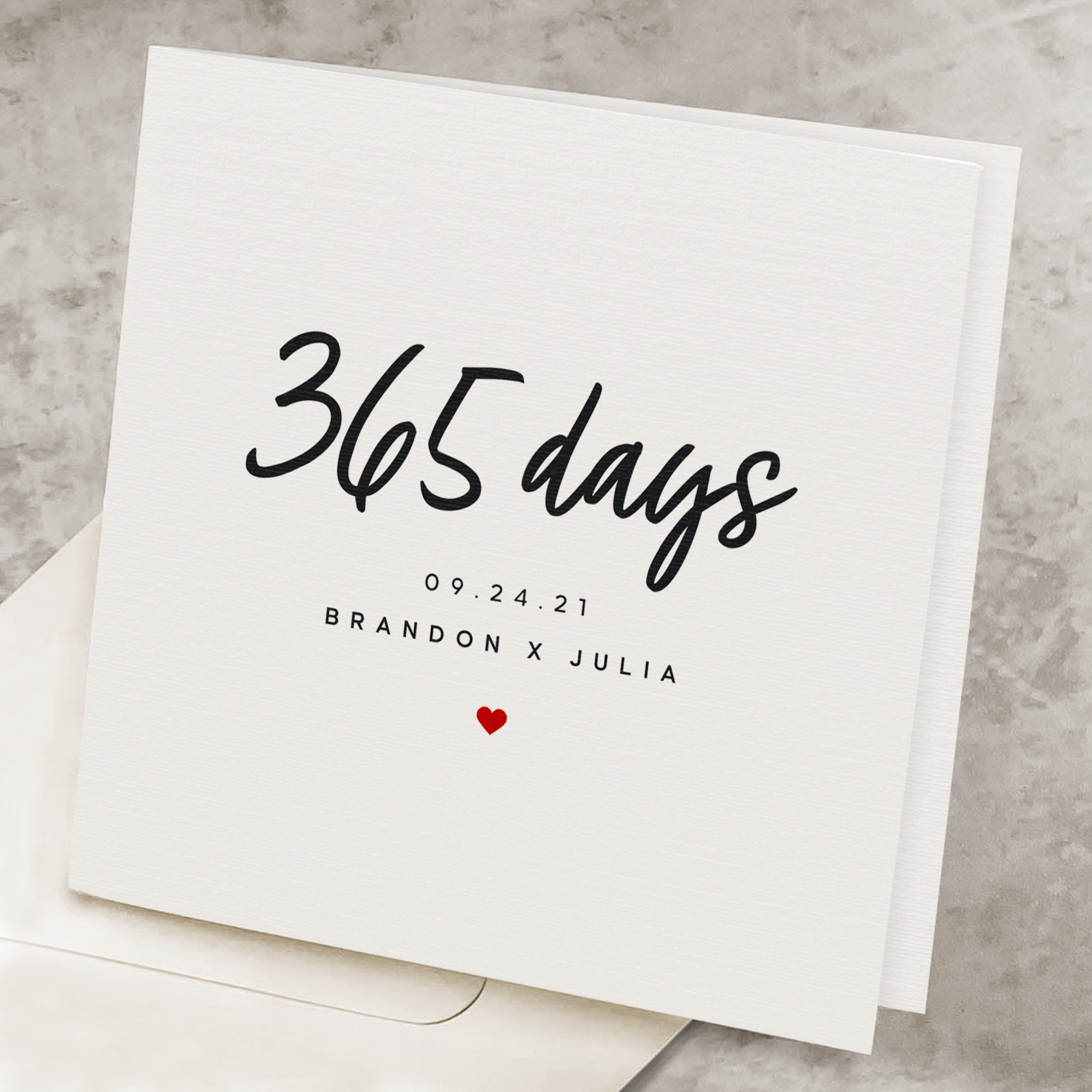 First Anniversary Card for Him, Personalized Date, 1st Anniversary