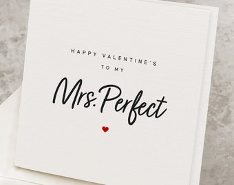 Wife Valentines Card, Romantic Valentine's Day Card For Best Wife, Happy Valentine's To My Mrs. Perfect, Cute Sweet Valentines Gift For Wife