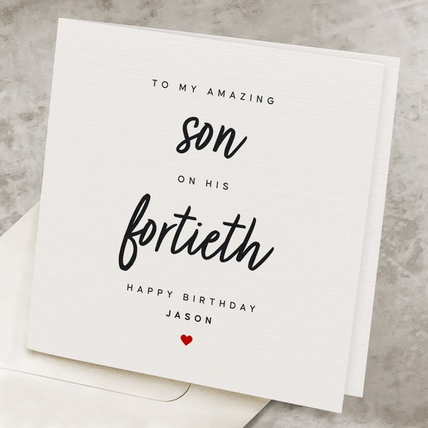 Son 40th Happy Birthday Card, Fortieth Personalized Birthday Card For Son, From Mom, 40 Years Old Son, Son's 40th Cute Birthday Gift, Forty