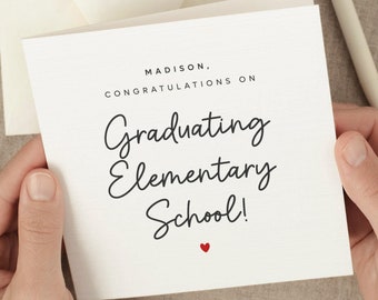 Elementary School Graduation Card Personalized, Girl, Boy, Elementary School Grad Card, Daughter Son, Custom Elementary Congratulations Card