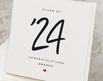 High School Graduation Card, 2024, Personalized Class of '24 Grad Card For Daughter, For Son, High School Graduation Gift For Boy, For Girl