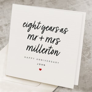 8th Wedding Anniversary Card For Husband, Personalized Name, 8 Year Anniversary Card For Wife, Eighth Marriage Anniversary Gift, For Him/Her