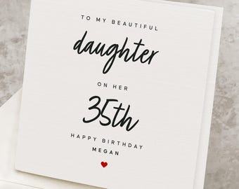 35th Birthday Card For Daughter, Personalized 35 Years Old Birthday Gift To Daughter, Fully Customizable, Daughter's Cute 35th Birthday Card