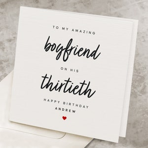 Boyfriend 30th Birthday Card, Romantic 30 Year Birthday Card For Boyfriend, Personalized Happy Thirtieth Birthday Gift To Boyfriend, Thirty