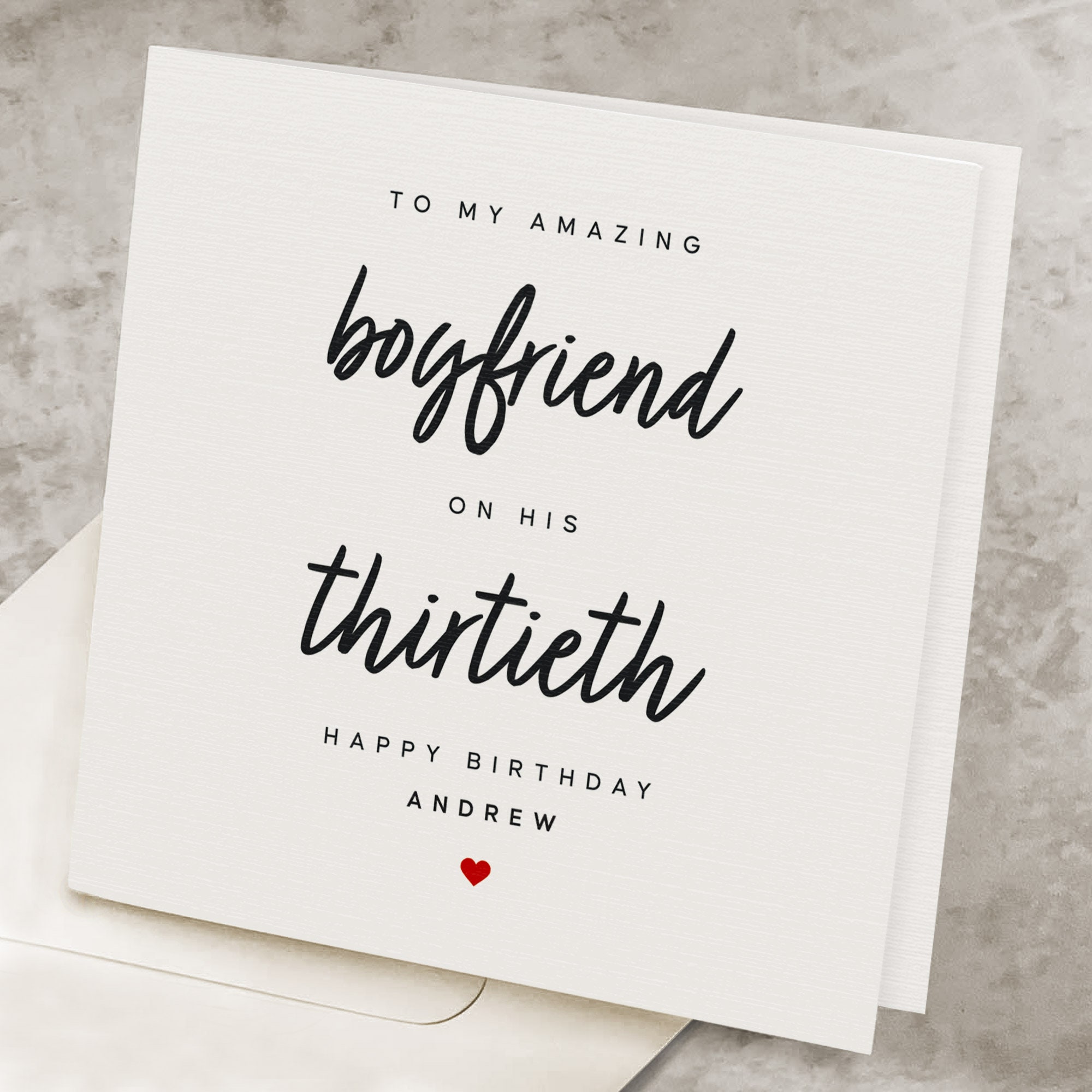 Boyfriend 30th Birthday Card, Romantic 30 Year Birthday Card for