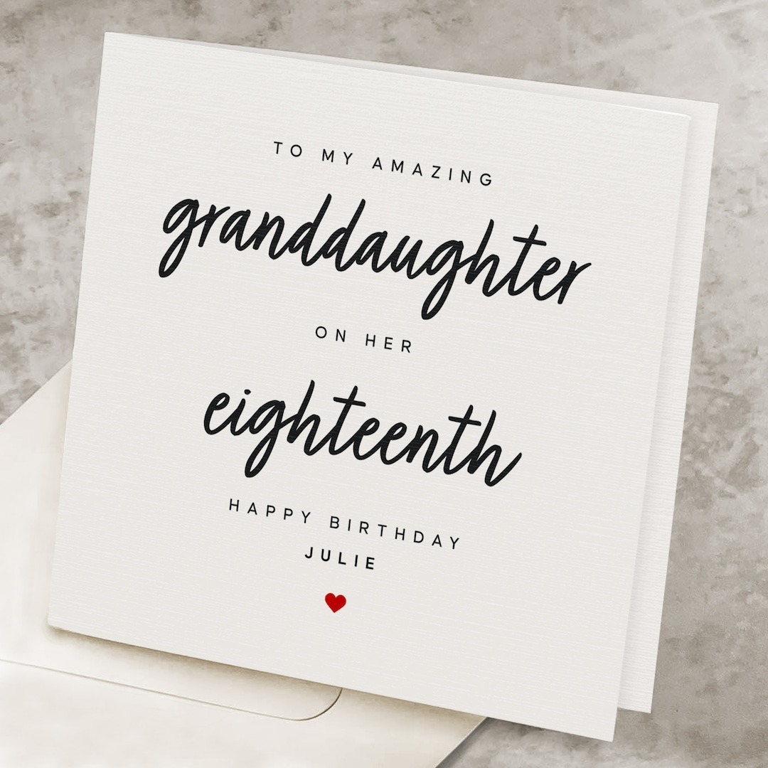 18th Birthday Card for Granddaughter, Personalized Granddaughter's ...