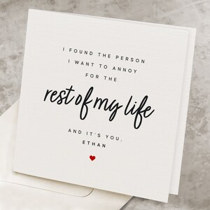Funny Cute Valentines Day Card, For Him, Boyfriend, Husband, Fiancé, Romantic Silly Joke Valentine's Day Card, Annoy You Forever Lover