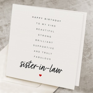 Birthday Card For Sister-In-Law, Cute Sister In Law&#39;s Birthday Card, With Loving Poem, Fabulous Birthday Gift For Sister-In-Law HB150
