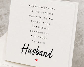 Husband's Birthday Card Sweet, With Poem, Birthday Card For Hubby, Special Gift for Husband's Birthday, From Wife, Cute Birthday Card HB016