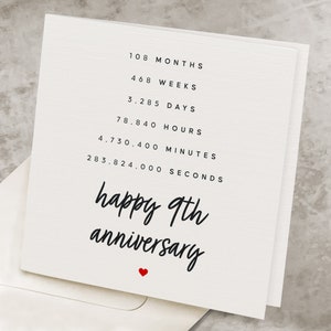 9th Anniversary Card For Him, 9th Anniversary Gift For Her, 9 Years Anniversary Card To Husband, Ninth Anniversary Gift To Wife AV022