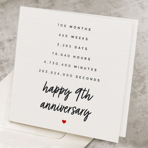 9th Anniversary Card For Him, 9th Anniversary Gift For Her, 9 Years Anniversary Card To Husband, Ninth Anniversary Gift To Wife AV022
