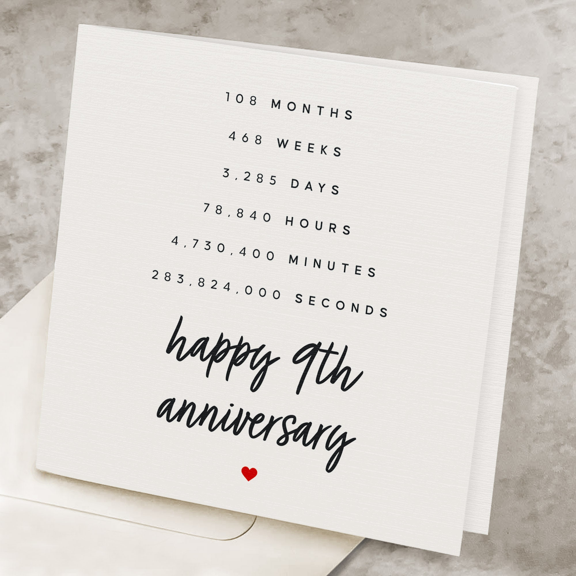 9th Anniversary Card for Him, 9th Anniversary Gift for Her, 9
