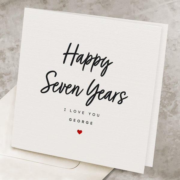 7 Year Anniversary Card, For Him, Happy Seven Years Personalized 7th Anniversary Card, For Husband, Seventh Anniversary Gift, For Her