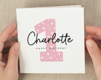 1st Birthday Card For Girl, 1 Year Old Birthday Card For Daughter, Granddaughter, 1st Birthday Gift For Niece, One, Cute First Birthday Card