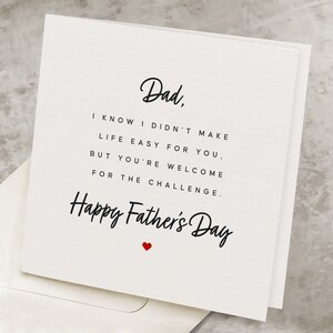 Funny Happy Fathers Day Card, From Daughter, Joke Father&#39;s Day Card, You&#39;re Welcome For The Challenge, Gag Father&#39;s Day Card, From Son