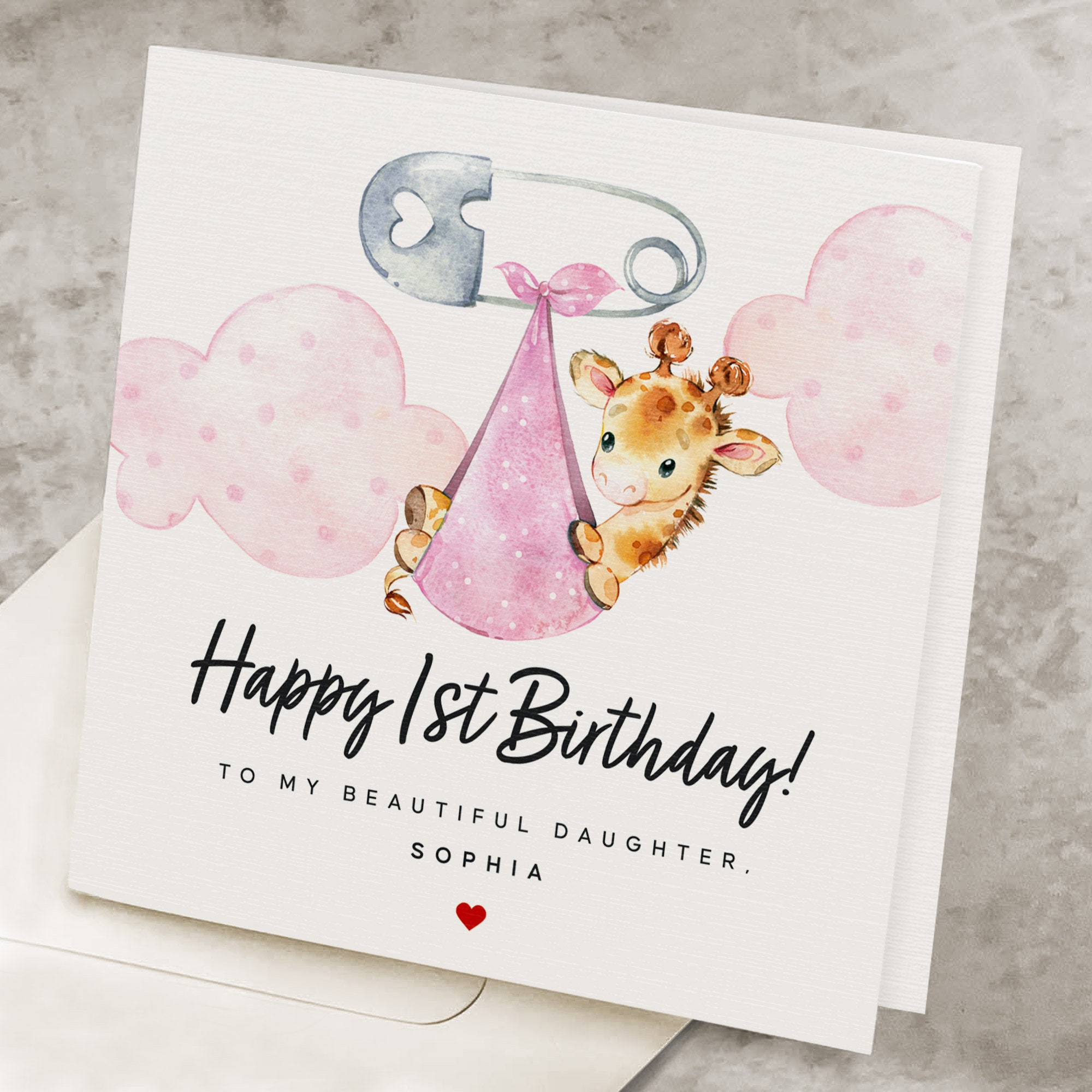 First Year Birthday Card Personalised Cute Forever Friends Pink 1st — free download