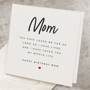 Cute Birthday Card For Mom With Poem, Mother&#39;s Birthday Card With Loving Message, Birthday Card For Mommy, From Daughter/Son HB035