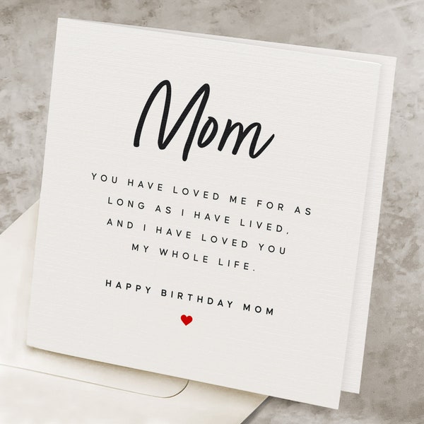 Cute Birthday Card For Mom With Poem, Mother's Birthday Card With Loving Message, Birthday Card For Mommy, From Daughter/Son HB035