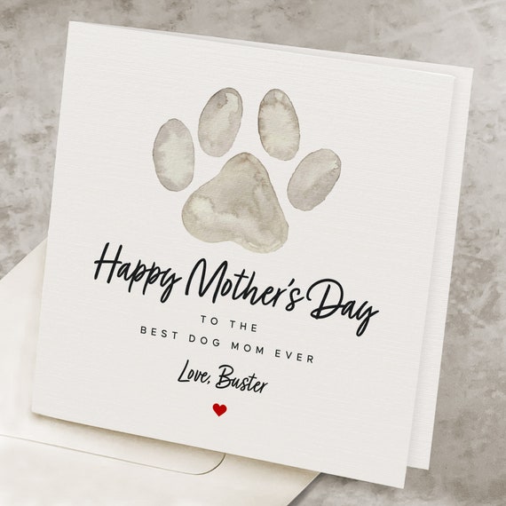 Mothers Day Card From Dog, Personalized Dog Name, Happy Mother's