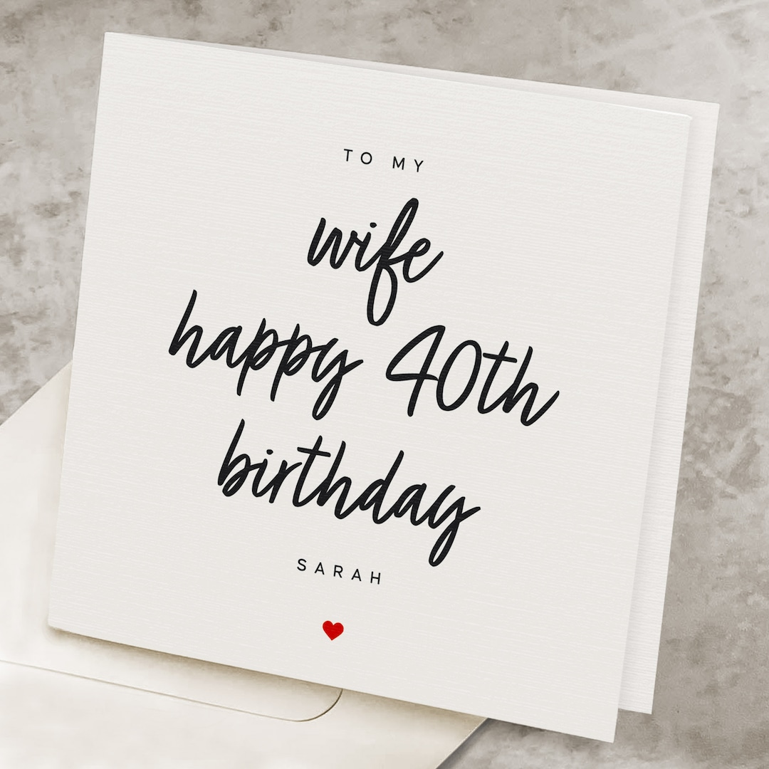 White Cotton Cards Handgefertigte XL-Geburtstagskarte 'An Meine Wunderbare Frau' – 40. Geburtstag, Mit Strass, 22x22 Cm