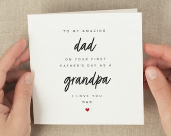 1st Fathers Day As Grandpa Card For Dad And Grandpa, First Father's Day Card For New Grandpa, New Grandfather Fathers Day Gift From Daughter