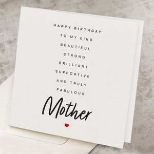 Cute Birthday Card For Mom With Poem, Mother Birthday Gift, From Daughter, From Son, Best Mom Appreciation Birthday Card HB050