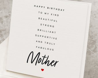 Cute Birthday Card For Mom With Poem, Mother Birthday Gift, From Daughter, From Son, Best Mom Appreciation Birthday Card HB050