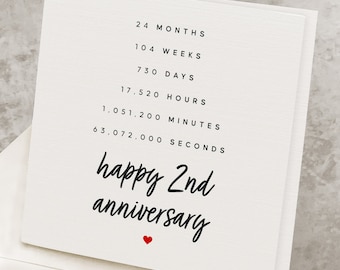 2nd Anniversary Card, For Boyfriend, For Husband, 2nd Anniversary Gift For Him, Second Anniversary Card For Her, For Wife, For Girlfriend