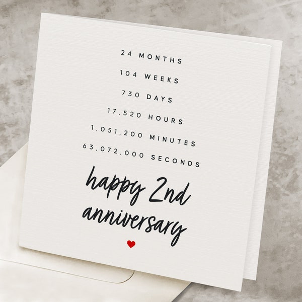 2nd Anniversary Card, For Boyfriend, For Husband, 2nd Anniversary Gift For Him, Second Anniversary Card For Her, For Wife, For Girlfriend