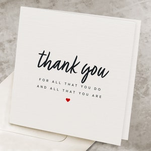 Cute Thank You Card Appreciation Card For Wife, For Husband, Thank You For All That You Do And All That You Are, Thank You Gift TY004