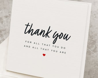 Cute Thank You Card Appreciation Card For Wife, For Husband, Thank You For All That You Do And All That You Are, Thank You Gift TY004