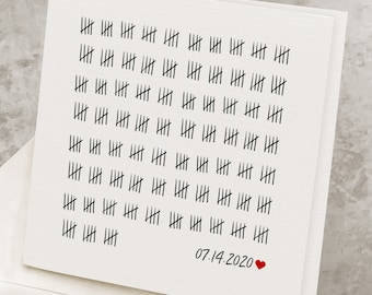 Personalized 1st Anniversary Card, For Him, Husband, Cute First Anniversary Gift, For Her, Wife, 365 Days Tally Custom Date Anniversary Card