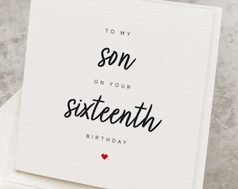 Son 16th Birthday Card, 16th Birthday Gift For Son, Son Turning 16 Years Old Birthday Card, Sixteenth, Sixteen Son Birthday Card HB108
