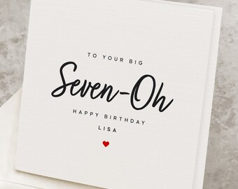 Cute Personalized 70th Birthday Card, Any Name, 70 Years Old Happy Birthday Card, For Him/Her, Sweet Seventieth Birthday Card  HB032