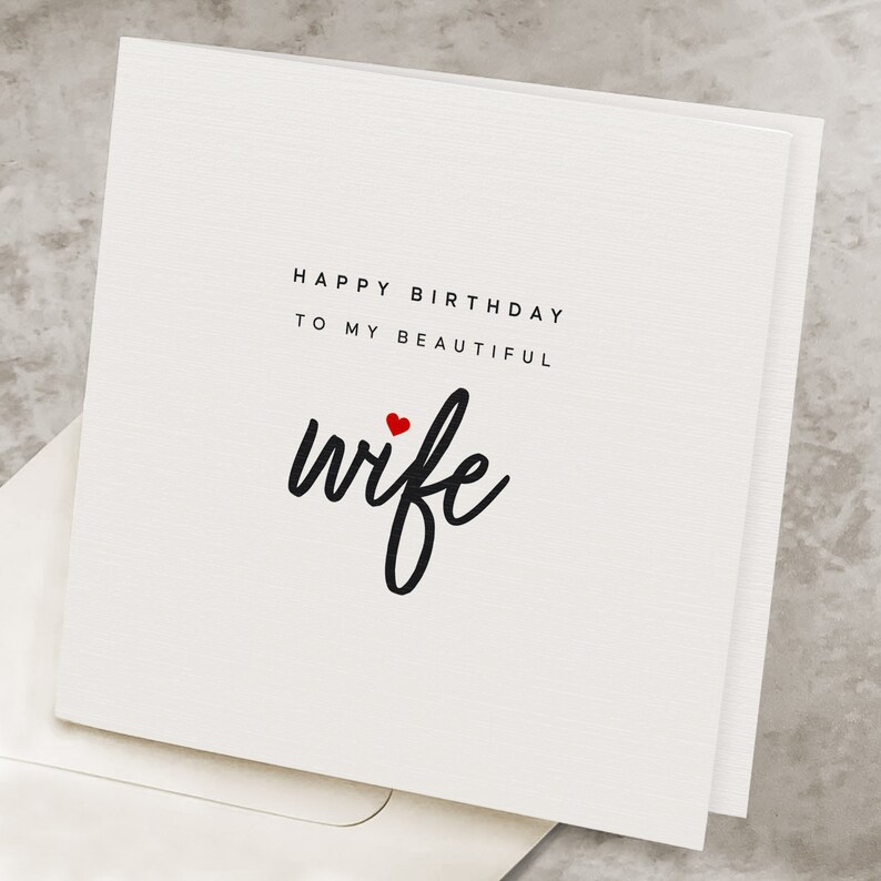Romantic Birthday Card For Wife, Cute Heart, Wife Sweet Birthday Card, Wifey's Special Birthday Gift, Gift Idea, From Husband HB065 image 1