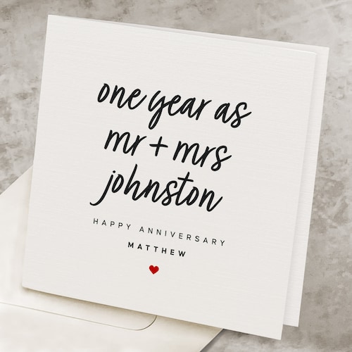 1st Wedding Anniversary Card for Husband Personalized 1 Year Etsy