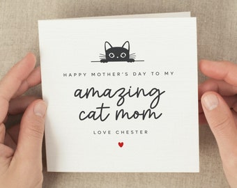 Cat Mom Mothers Day Card, Personalized Mother's Day Card From Cat Pet, From Kitty, Custom Happy Mothers Day Gift For Cat Mom, From Kitten