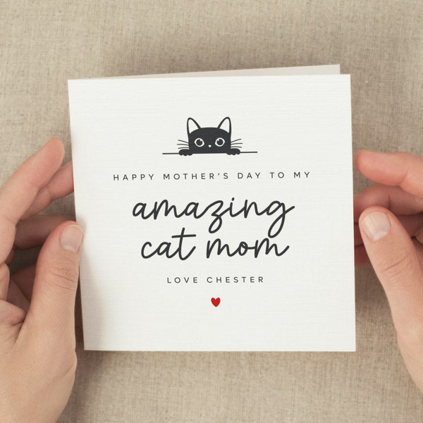 Cat Mom Mothers Day Card, Personalized Mother's Day Card From Cat Pet, From Kitty, Custom Happy Mothers Day Gift For Cat Mom, From Kitten