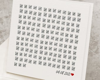 2nd Anniversary Card For Him, Husband, Boyfriend, Second Anniversary Gift For Her, Personalized Date, 730 Days Tally, 2 Year Anniversary