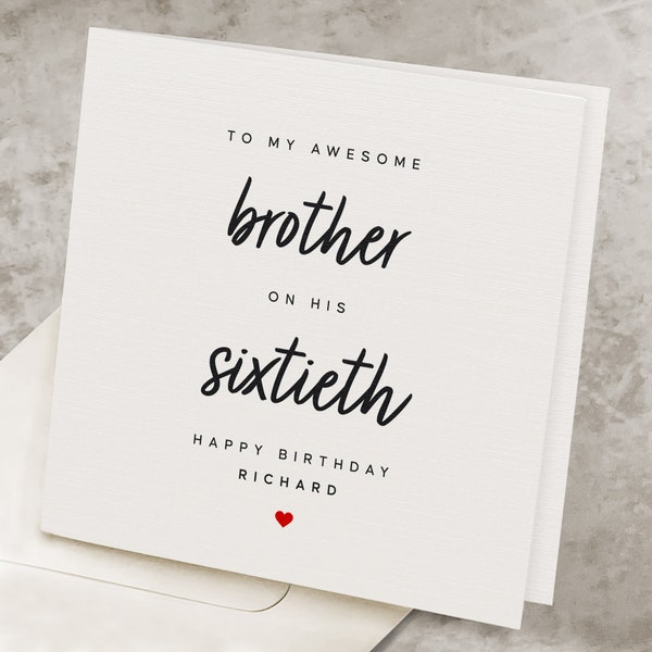 60th Birthday Card For Brother, Personalized Sixtieth Birthday Card To Brother, 60 Years Old Brother, Brother's 60th Birthday Gift HB104