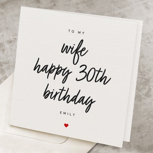 Personalized 30th Birthday Card For Wife, Any Name, To My Wife Happy 30th Birthday, From Husband, Wife's 30th Birthday Gift HB047