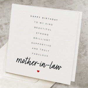 Birthday Card For Mother In Law, From Daughter In Law, MIL, Mother In Law Birthday Gift, Best Mother In Law Birthday, From Son In Law HB116