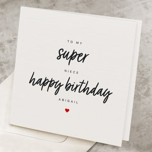 Niece&#39;s Birthday Card Personalized, Custom Name, Cute Sweet Birthday Card For Niece, Young Girl, To My Super Niece Happy Birthday Gift