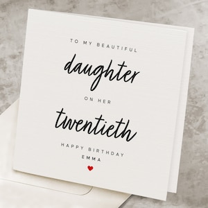 Daughter 20th Birthday Card, Personalized 20th Birthday Gift For Daughter, Twenty, 20 Years Old Birthday Card To Daughter HB113