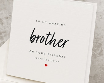 Tarjeta de cumpleaños del hermano, a mi increíble hermano en su cumpleaños, tarjeta de cumpleaños para el hermano, personalizada, regalo de cumpleaños para el hermano HB091
