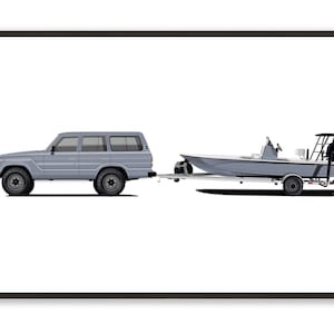 FJ60 Landcruiser & boot premium satijnen poster