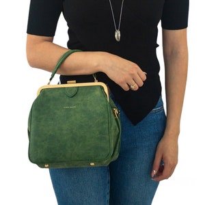 Vegan Leather Bag, Women's Top Handle Handbags, Shoulder Purse, Crossbody Bags for Women, Everyday Purse, Green Handbag, Gift for Her